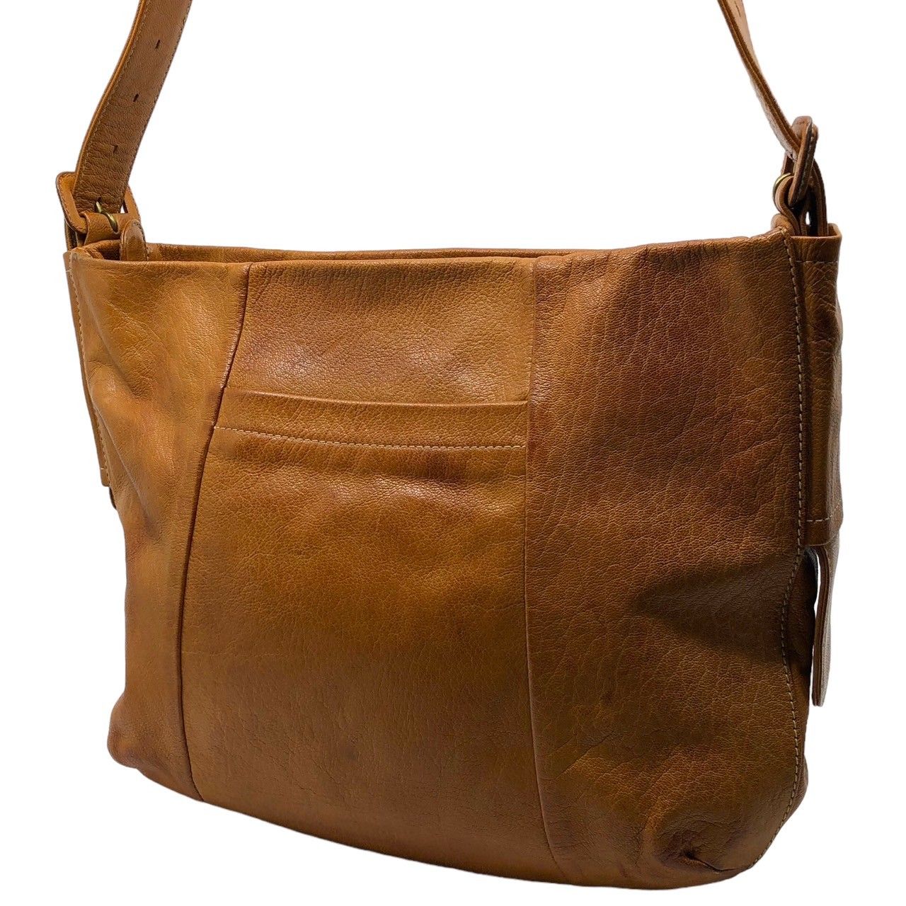 gentenゲンテン本革ブラウンレザーLeatherショルダーバッグ genten ゲンテン レザーショルダーバッグ フラップ ブラウン