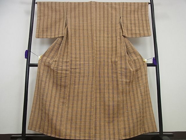 平和屋本店■極上　国指定無形文化財　丹波布　単衣　格子柄　逸品3s1980 平和屋本店□極上 国指定無形文化財 丹波布 単衣 格子柄 逸品3s1980