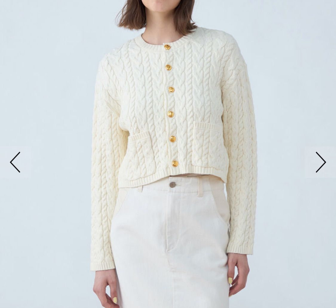 MACPHEE アイボリー ケーブルニットカーディガン S