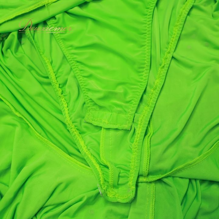 社交ダンス 衣装 ラテン ドレス ワンピース 黄緑 蛍光 デモ 競技  