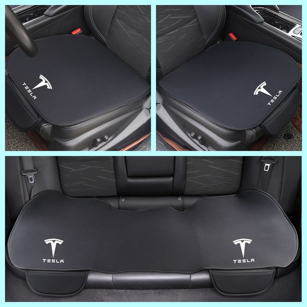 新品！テスラ Tesla ロゴ入り 車用 シートカバー シートクッション カーシートカバー 座布団滑り止め 前座席用2枚+後部座席用1枚 ブラック  モデル3 モデルYモデルSモデルX - メルカリ