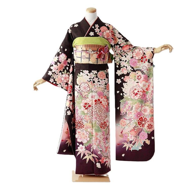 振袖 身長157-172cm 茶 br-014