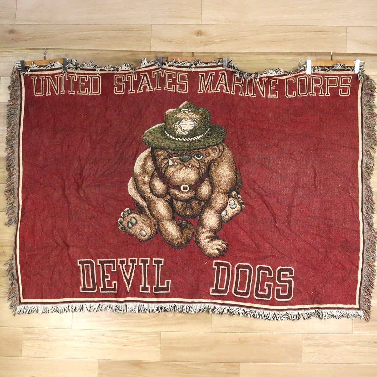 E2-4|O4.14-6 DEVIL DOGS アメリカ海兵隊 エンブレム ブルドッグ ラグ カーペット マルチカバー タペストリー テーブルクロス