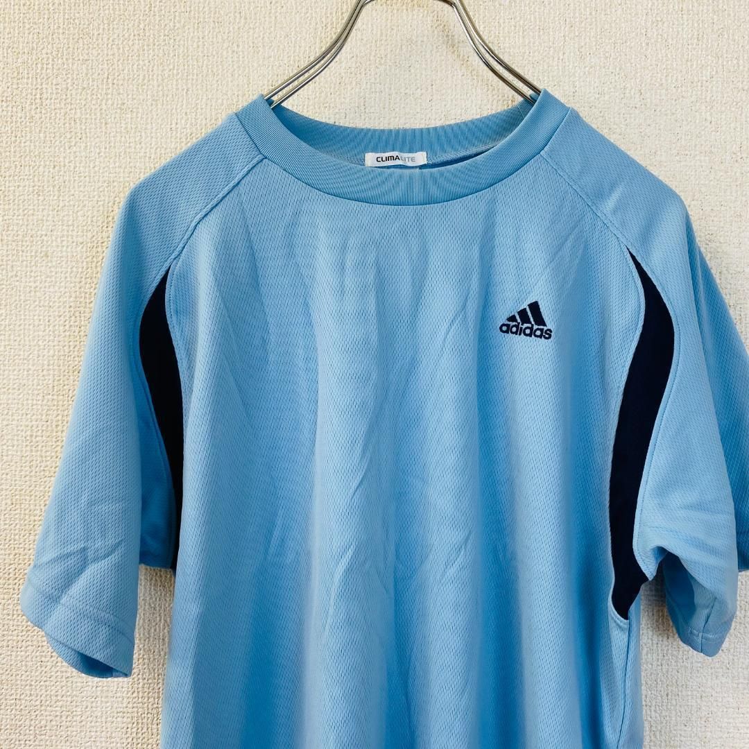 adidas アディダス メンズ Tシャツ 水色 半袖 Mサイズ - メルカリShops