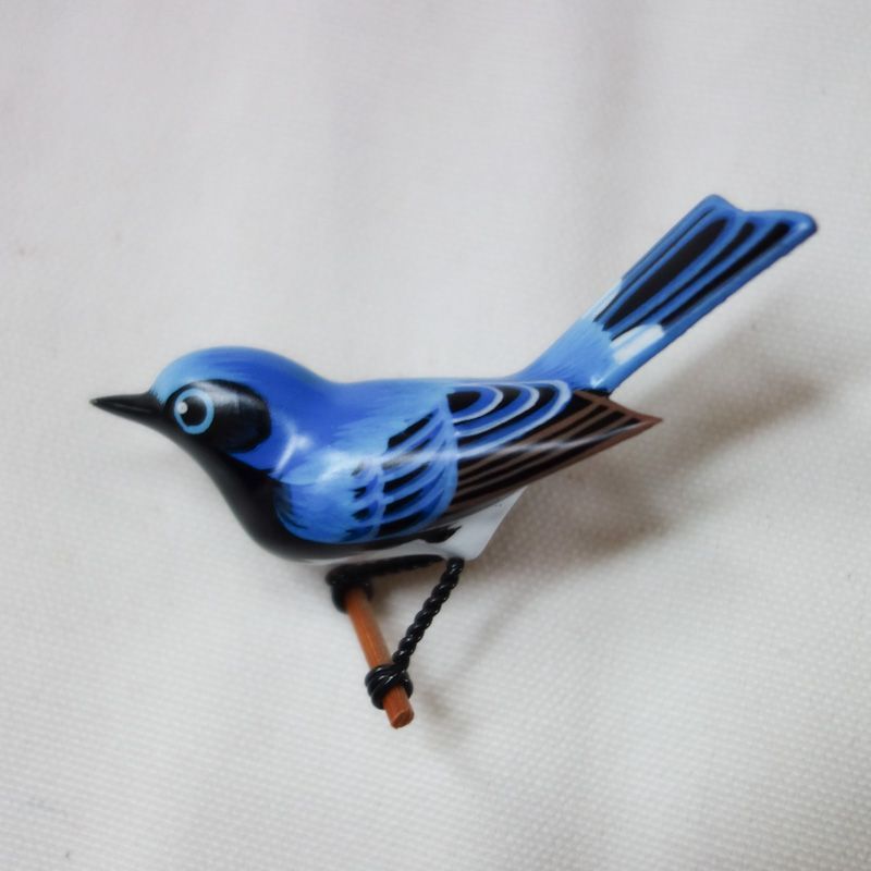 t*1様 ラブバード 田中テルアキ ブローチセット 木彫り 鳥 ラブバード 田中テルアキ ブローチセット 木彫り 鳥