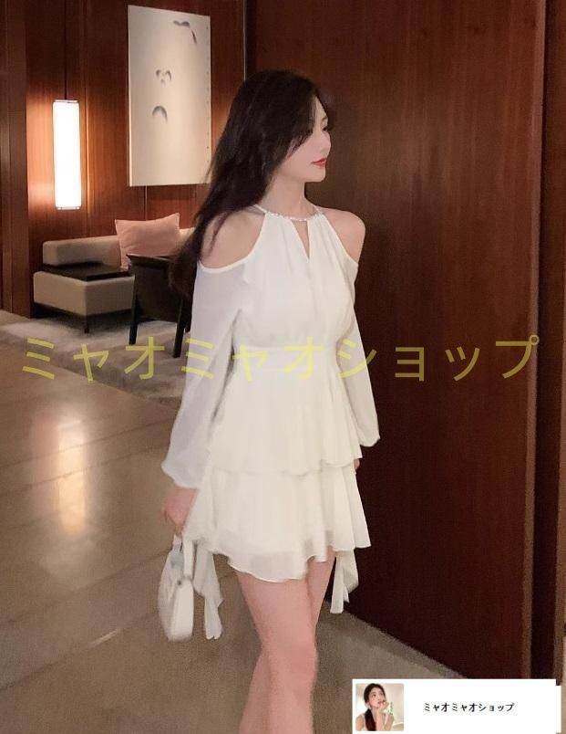 イブニングドレス ホルターネック フリル ミニ丈 シフォン ふんわり 結婚式 二次会 同窓会 披露宴 パーティー お呼ばれ 成人式 ナイト 上品 裏地あり サイズ S M L XL USTAUSTRALIA_COM_AU