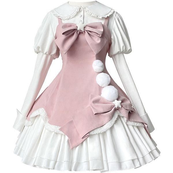 ロリータ ワンピース コスチューム メイド服 ゴスロリ ロリータワンピース 華やか メイド 豪華セット レディース 姫袖 姫ロリ 甘ロリ ゴシック ゴスロリ おと