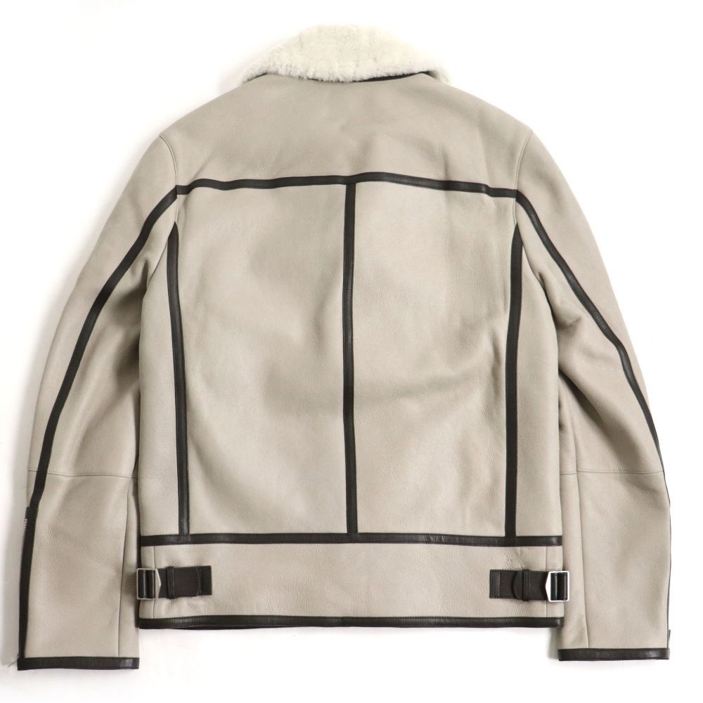 極美品▽HERMES エルメス レザーパイピング ダブルZIPUP ムートン 
