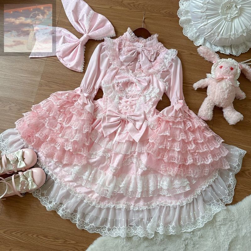 【シュガーガール】愛恋序曲 かわいい ロリィタドレスセット ピンク 3点 甘ロリ ロリータ ピンク ドレス フルセット 甘ロリ 華ロリ 【シュガー
