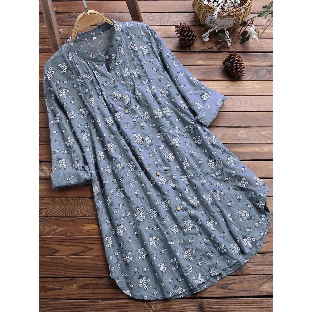 ☆ ブルー ☆ Mサイズ ☆ ブラウス トップス ロング 春夏秋 kblouse25 ブラウス チュニック レディース 長袖 ロングシャツ シャツワンピース  ワンピース カーディガン シャツ 大きいサイズ ライトアウター 前開き ゆったり 花柄 かわいい 夏 BACKYARD FAMILY メルカリ