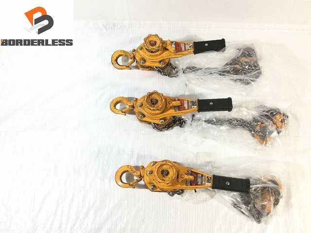 中古品 3点セットKITO キトー レバーブロック L5型 LB008 荷重0.8ton/0.8トン 標準揚程1.5m 荷揚げ機 荷締め機 ガッチャ 89729