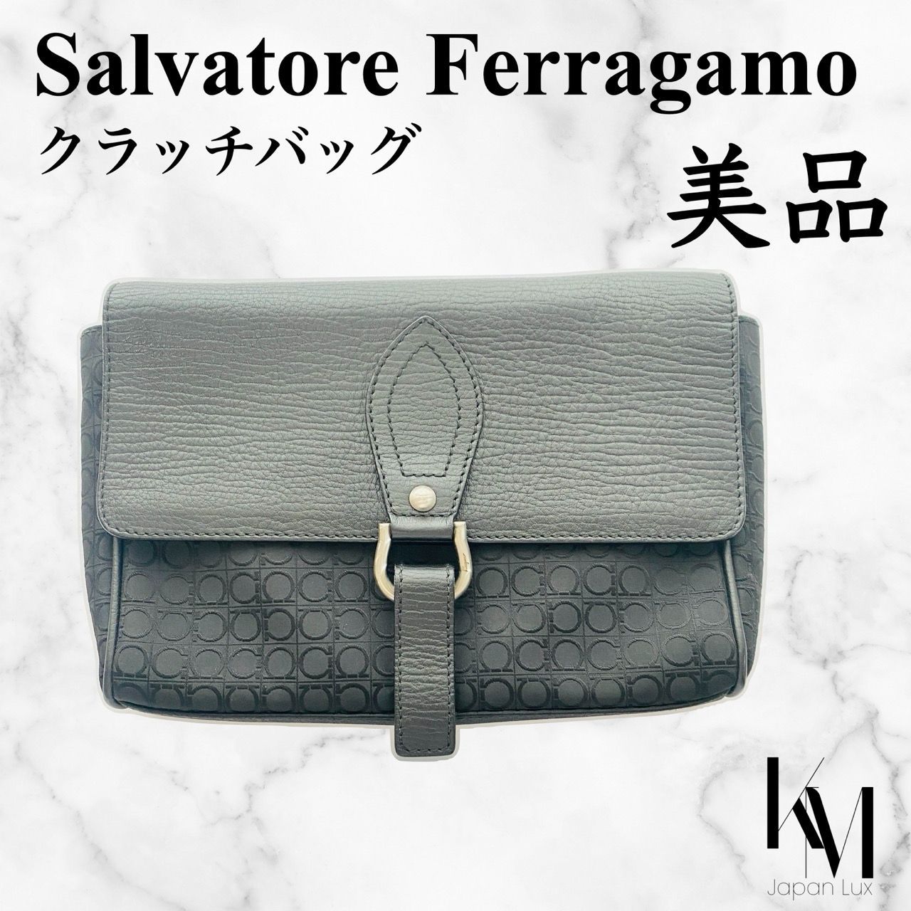 FERRAGAMO フェラガモ TOKYO ガンチーニ クラッチバッグ ブラック