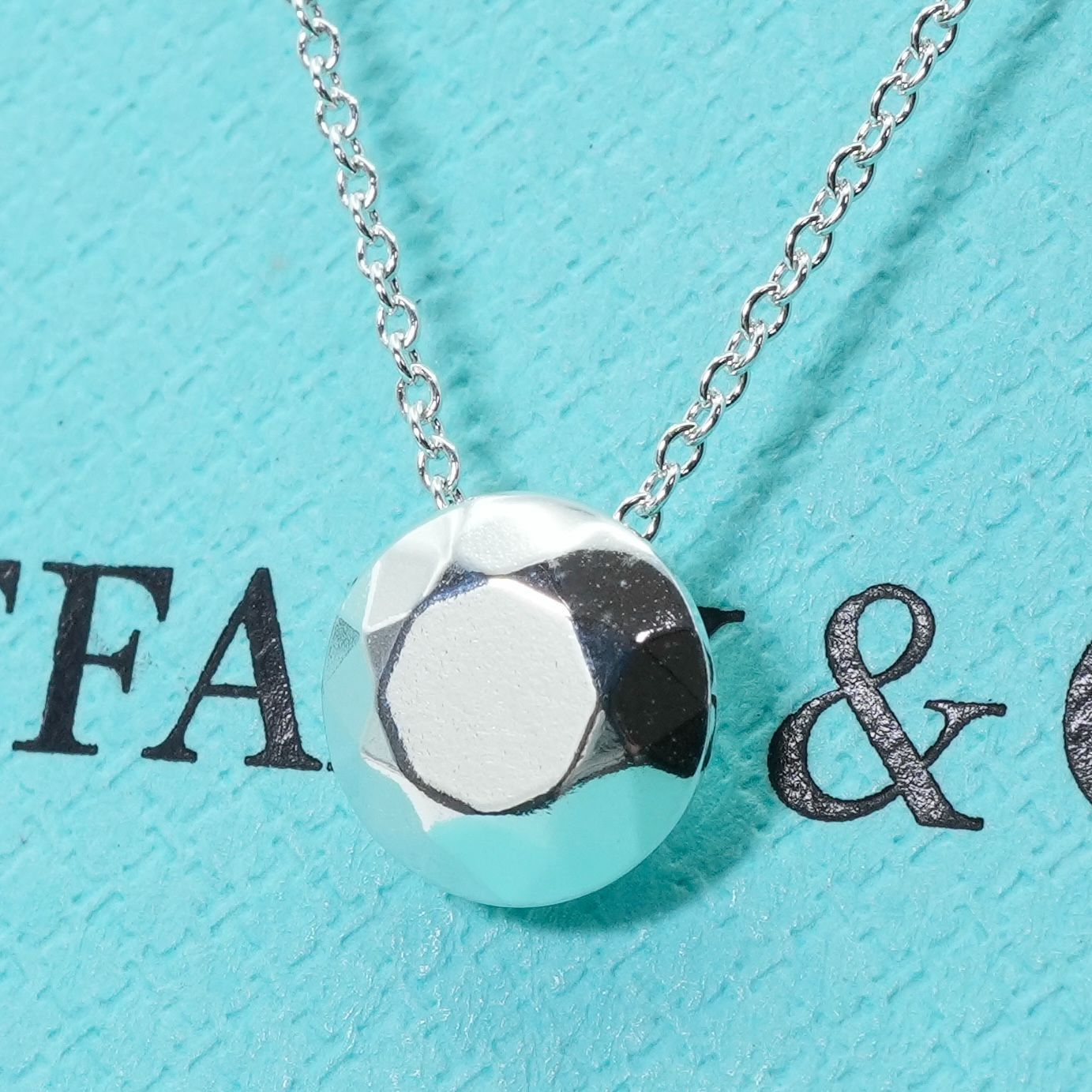 極美品 ティファニー 2カラットファセット シルバー ネックレス/24-559