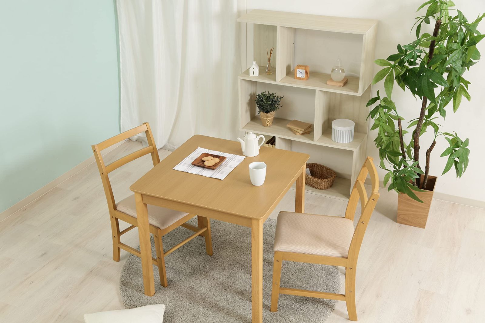 新着商品 2人用 幅75×奥行75×高さ71㎝ ナチュラル 食卓 ダイニングテーブル テーブル 木目調 脚部のみ天然木 不二貿易 組み立て モルト 93003 MARWIL-DEMENAGEMENTS_CH