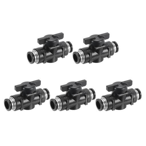 PATIKIL1/2”空気式ボールバルブ5個入り1/2”ODBUCプッシュ・トゥ・コネクトチューブフィッティングス・ボールバルブユニオン・ストレートエアフローコントロールバルブエアハイドロリッ…