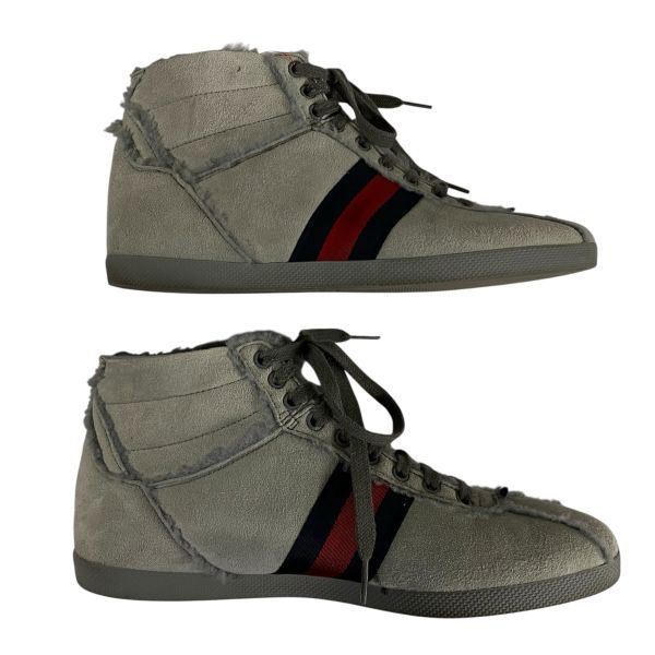 ○ グッチ GUCCI ムートン ハイカットスニーカー シェリーライン ボア