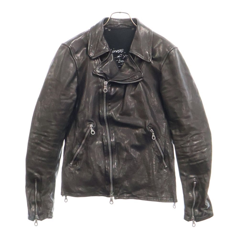ISAMU KATAYAMA BACKLASH (イサムカタヤマバックラッシュ) ×グラム別注 イタリアンダブルショルダー カウレザー ダブルライダースジャケット ブラック GU-1254-02