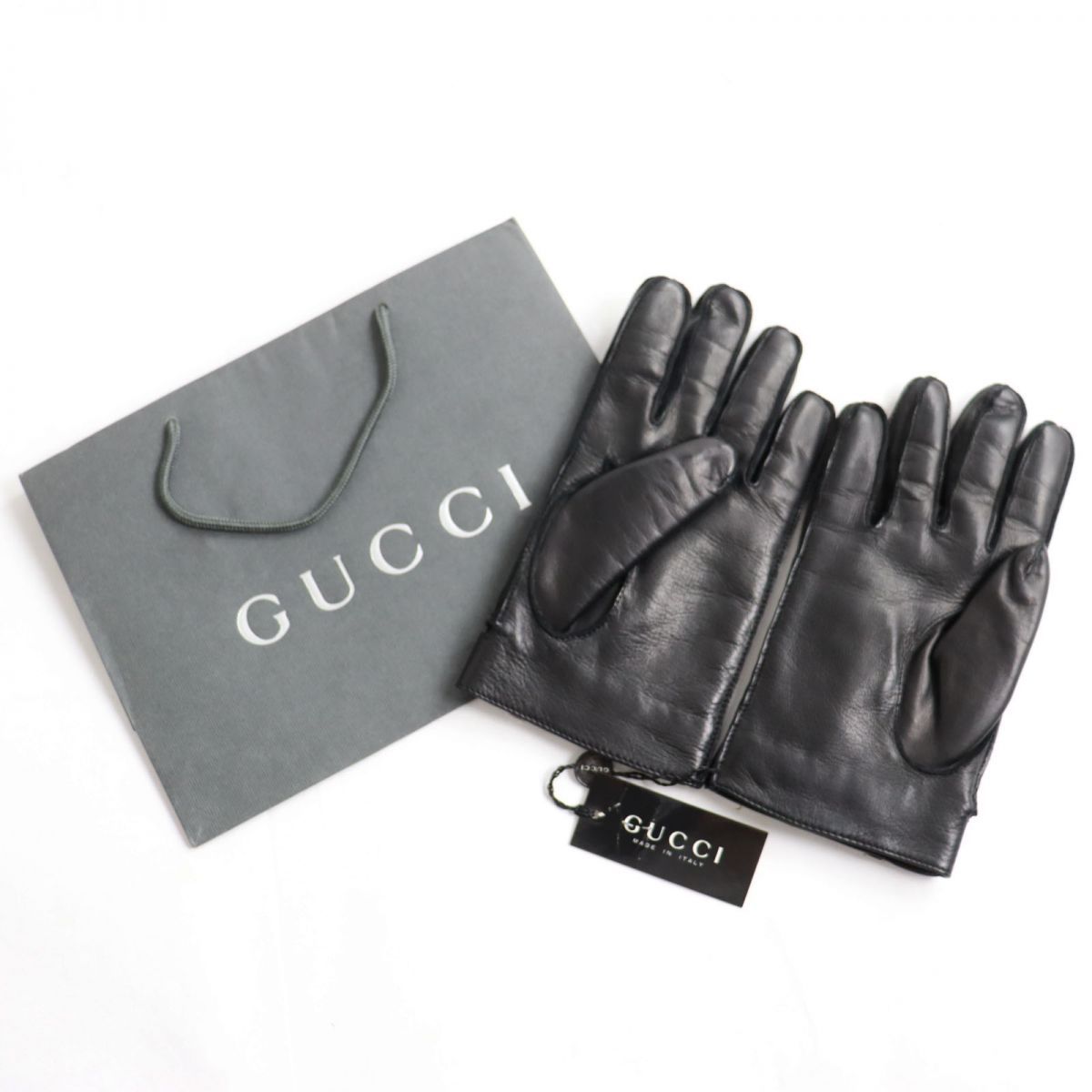 未使用品○GUCCI グッチ ナッパレザー×ラビットファー 手袋/グローブ