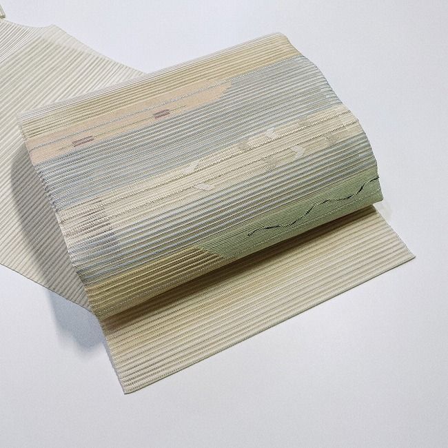 ☆ 新品 美品 名古屋帯 夏 絽 ベージュ 矢羽☆ r696 - メルカリ 