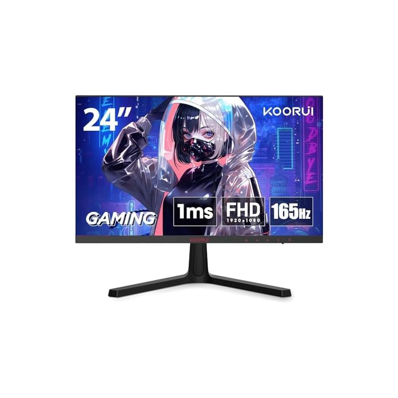 KOORUI ゲーミングモニター 24インチフルHD VA 非光沢 1ms 165Hz FPS, RTS向けDCI-P3,  AdaptiveSync対応, 傾き調節, HDMI X2, DP, VESA, ブルーライト軽減 モニター 24E4 - メルカリ