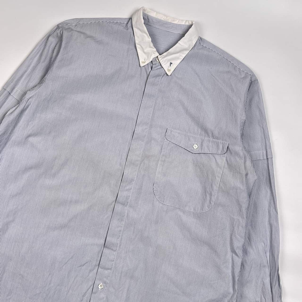 新品タグ付き　パパス　長袖シャツ　コットンリネン　ストライプ　定価32,000円 GUY ROVER コットンリネン ストライプ シャツ Traditional Standard
