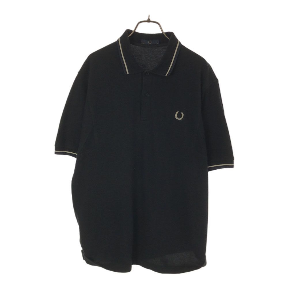 フレッドペリー ロゴ刺繍 半袖 ポロシャツ 40 ブラック FRED PERRY メンズ 古着 【240427】