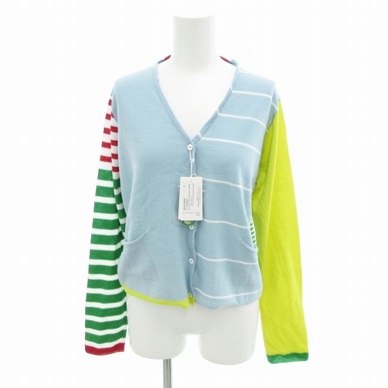 未使用品 ハウトゥリブ how to live 勝屋まゆみ タグ付き ニット カーディガン パッチワーク ストライプ 長袖 F マルチカラー /HO ハウトゥリブ how to live 勝屋まゆみ タグ付き ニット