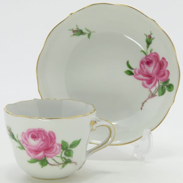 極美品　Meissen マイセン ピンクローズ グレイビーボート　ソース　F7 極美品 Meissen マイセン ピンクローズ グレイビーボート ソース F7