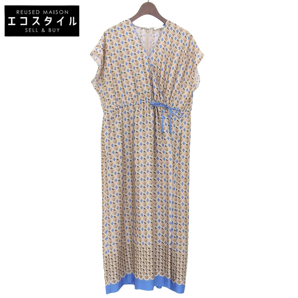 BALLSEY ボールジー 美品 コルチカムプリント カジュアルワンピース レディース ベージュ ブルー 36 36