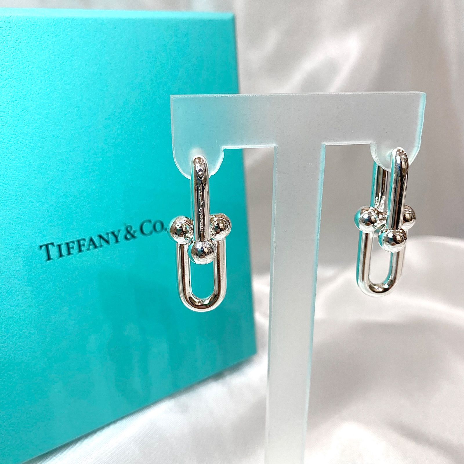 【美品】Tiffany ティファニーハードウェア　シルバー925 ラージ ピアス 美品】Tiffany ティファニー ハードウェア シルバー925