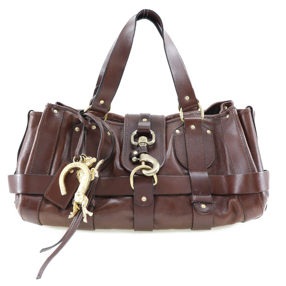【美品】Chloe クロエ ケララ トートバッグ ホースチャーム レザー 黒 Chloe】クロエ ケララ ホースチャーム レザー 茶 レディース