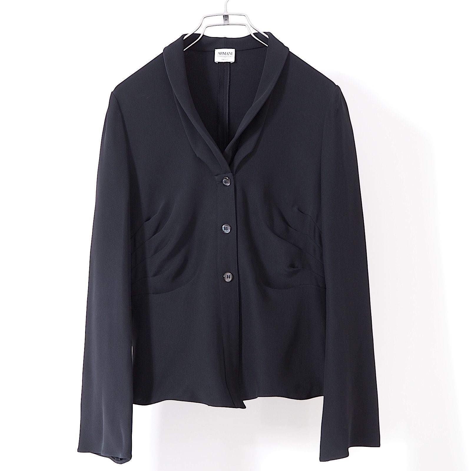 ARMANI COLLEZIONI ネイビー テーラードジャケット 美品】ARMANI COLLEZIONI テーラードジャケット 42 ネイビー
