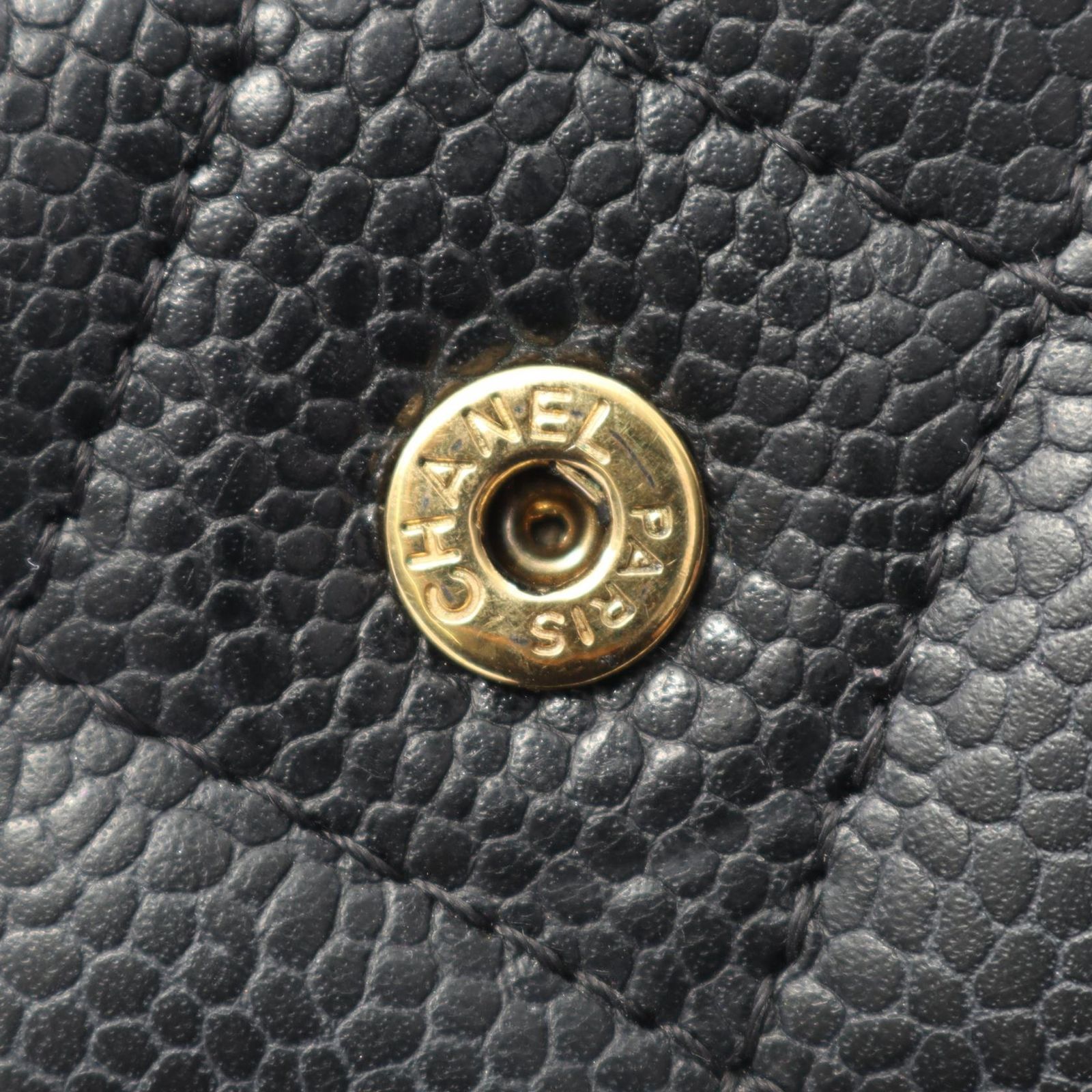 シャネル CHANEL Wホック財布 マトラッセ A48980 ブラック キャビア 