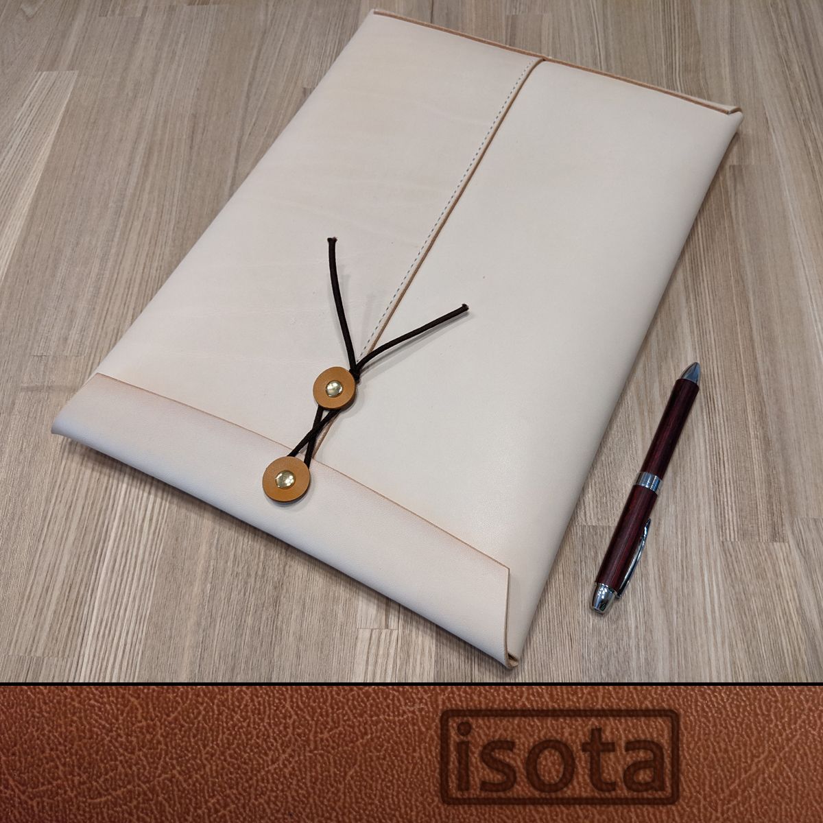 レザーA4封筒 (ベージュ × 選べるカラー)【カスタム承ります】