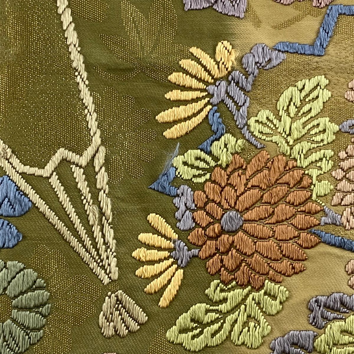 正絹 袋帯 牡丹 刺繍 60. 高級 正絹 総相良刺繍 袋帯 牡丹 60. 高級