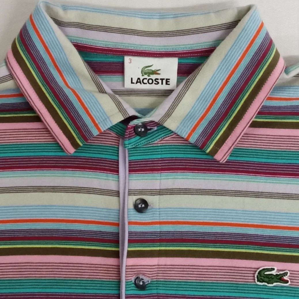 父の日] LACOSTE ラコステ メンズ ボーダー ポロシャツ 鰐の