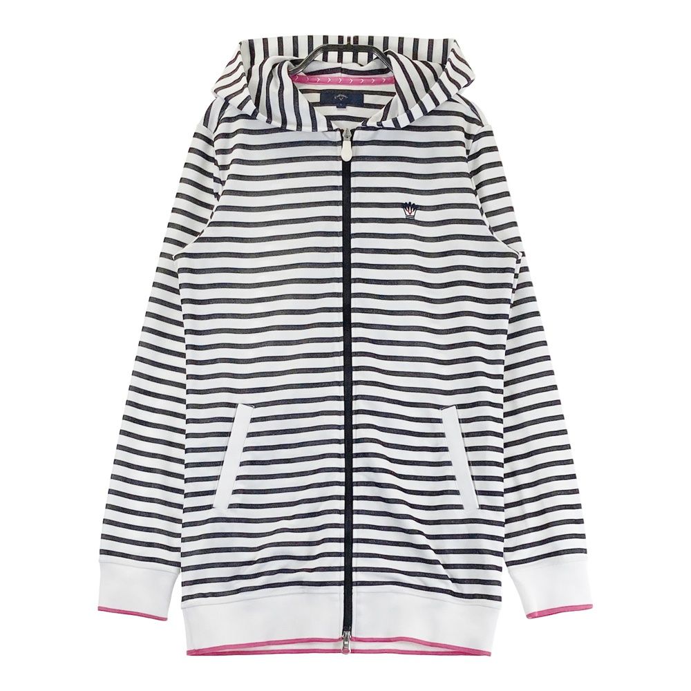 サイズ：L CALLAWAY キャロウェイ  フード付 長袖ジップジャケット ボーダー柄 ホワイト系 [240101529301] ゴルフウェア レディース ストスト