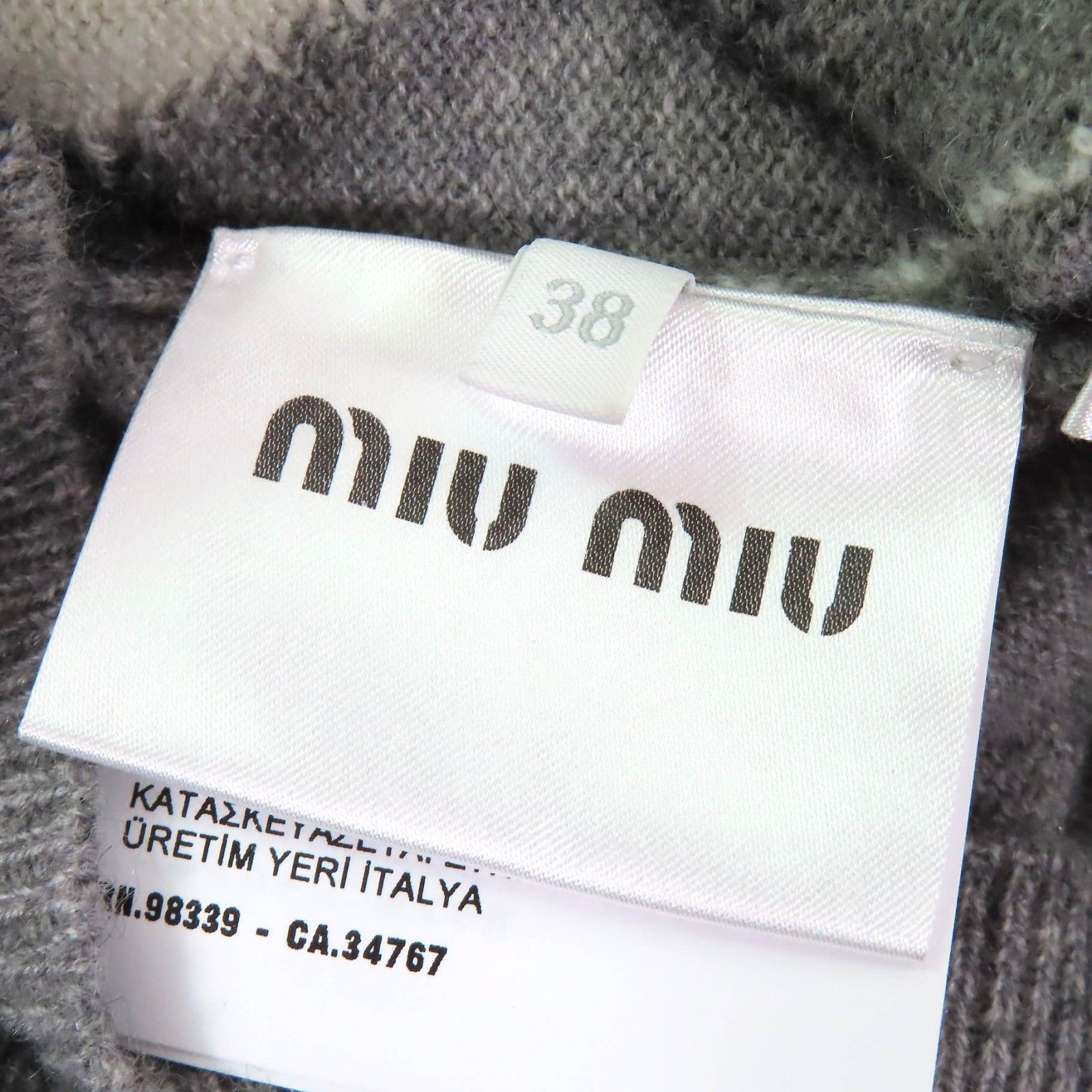 極美品△MIUMIU ミュウミュウ 2023年製 MMV106 カシミヤ100％ ロゴ