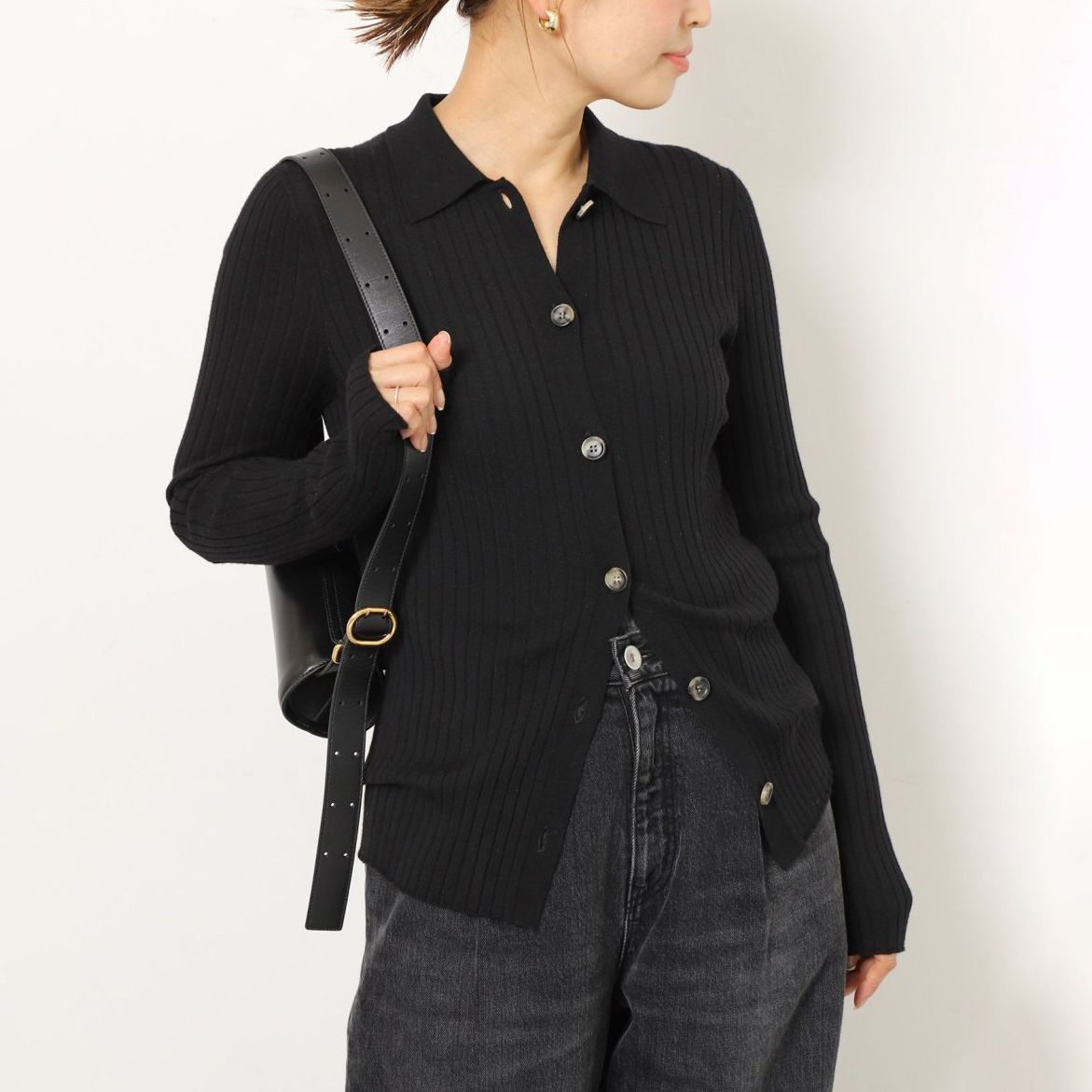 Deuxieme Classe (ドゥーズィエムクラス) ③ 23080500809030 EVERYDAY I LIKE. Poloshirt Knit Cardigan レディース ブラック FREE Deuxieme Classe (ドゥーズィエムクラス) ③ 23080500809030 EVERYDAY