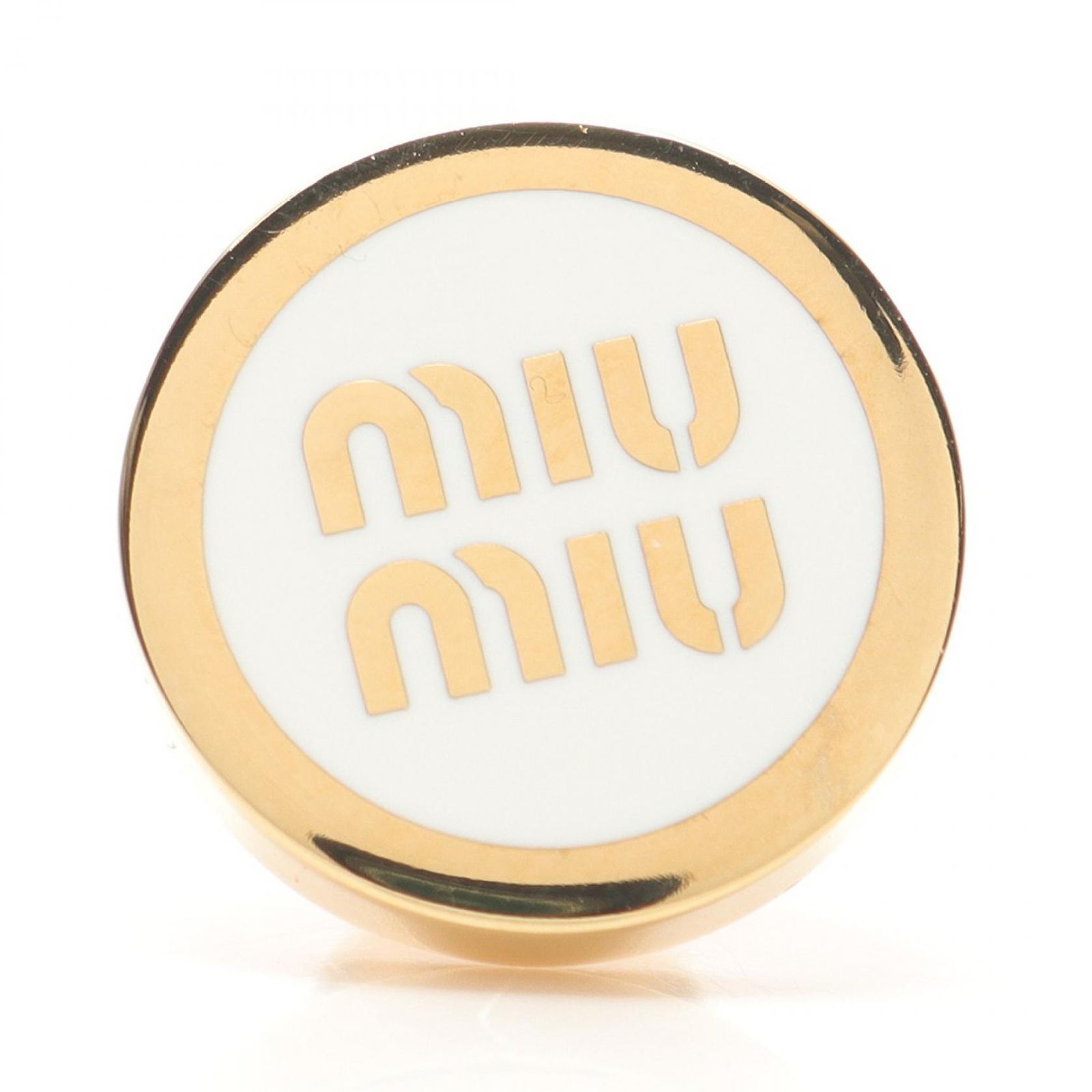 ミュウ ミュウ Miu Miu ブローチ 5IS116 白 GP ゴールドメッキ ピン レディース Used A