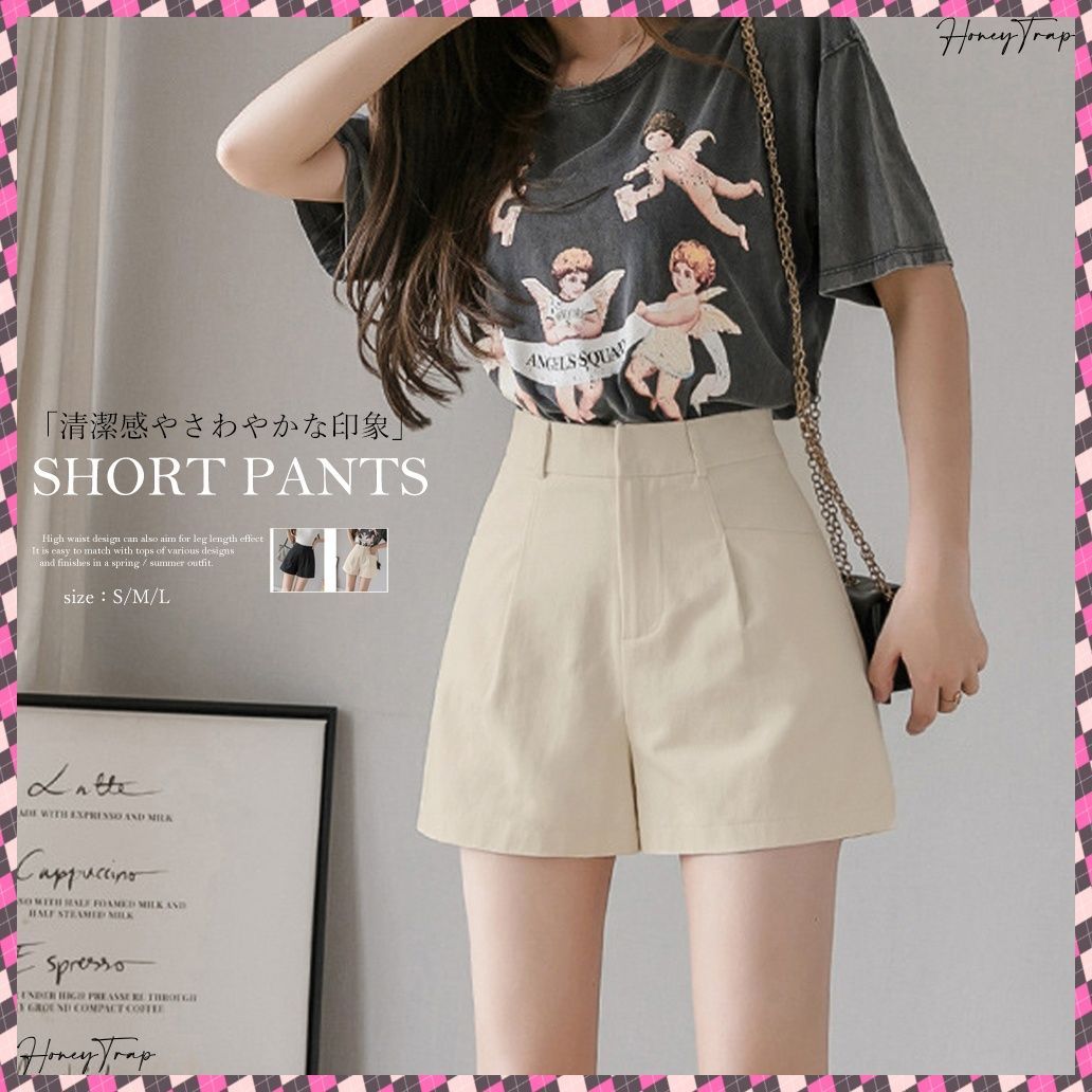 haengnae ヘンネ　ショートパンツ　ハイウエスト　ショーパン ショートパンツ ハイウエスト ハーフパンツ ショーパン 韓国