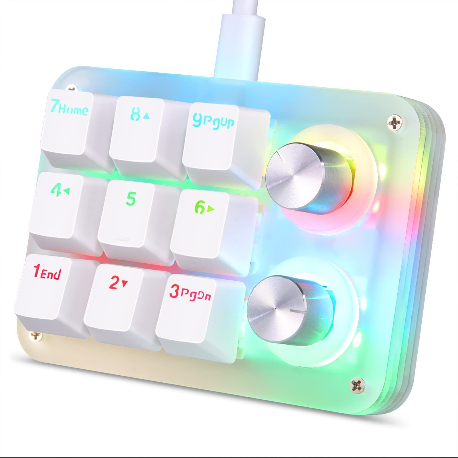 新品 Koolertron 2つノブ付け 片手キーボード マクロキーボード ゲーミングキーボード メカニカルキーボード プログラム可能 RGBバックライト カスタマイズ可能 左手デバイス 9キー ブラック 赤軸 ミニキーボード ショットカットキー 小型キーボー