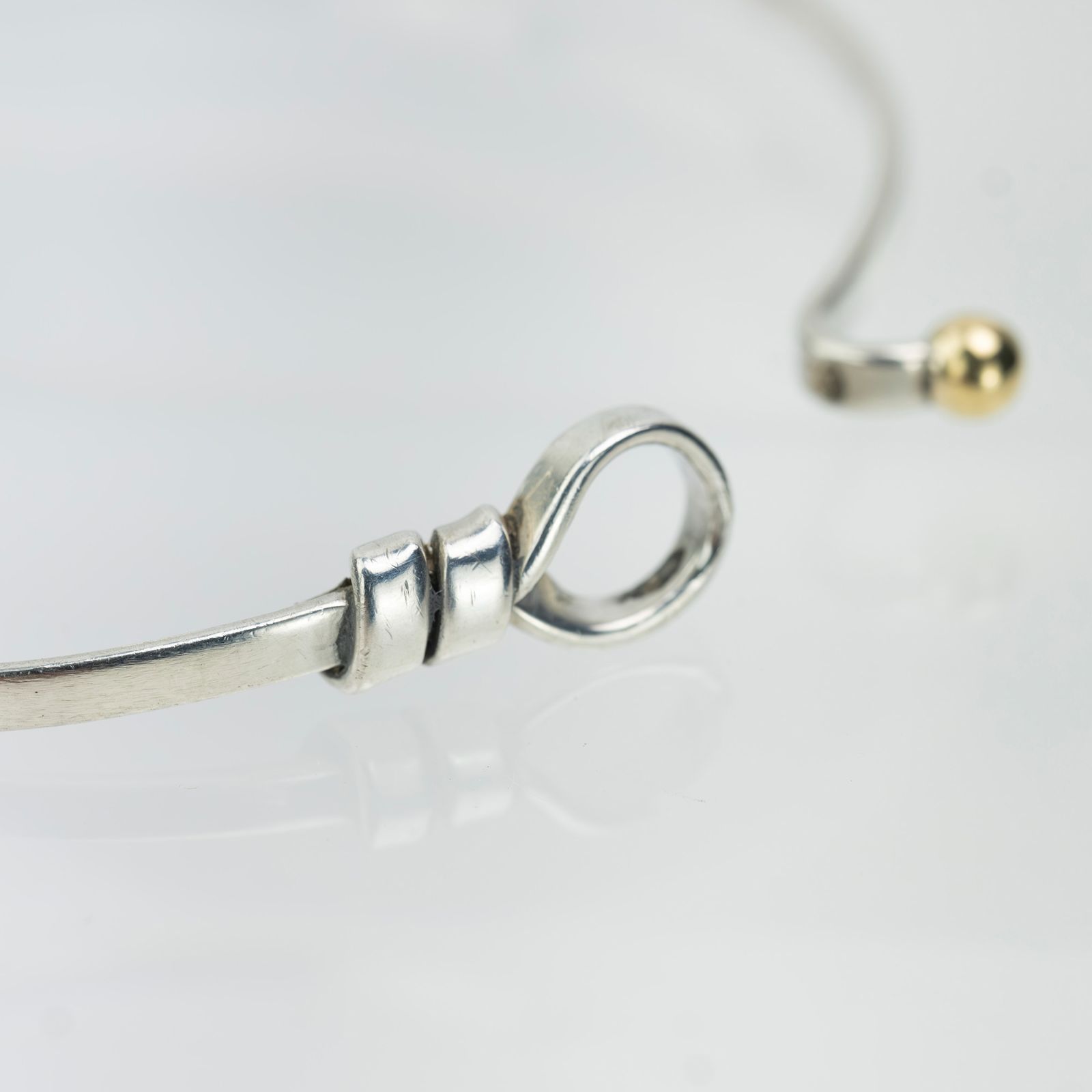 Tiffany & Co. 925/750 シルバー ワイヤーコイル バングル ティファニー コイル・オープンバングル ブレスレット 18KYG