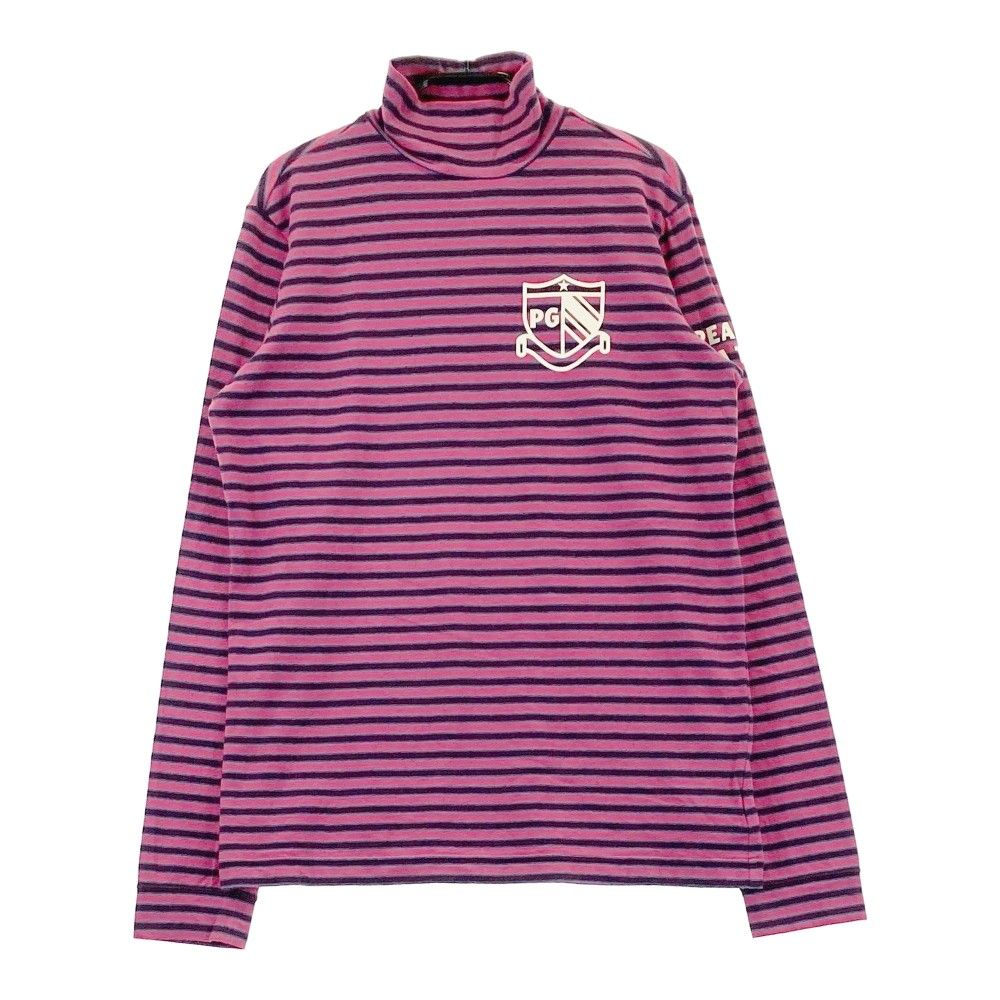 サイズ：2 PEARLY GATES パーリーゲイツ  ハイネック 長袖Tシャツ ボーダー柄 ピンク系 [240101298719]# ゴルフウェア レディース ストスト