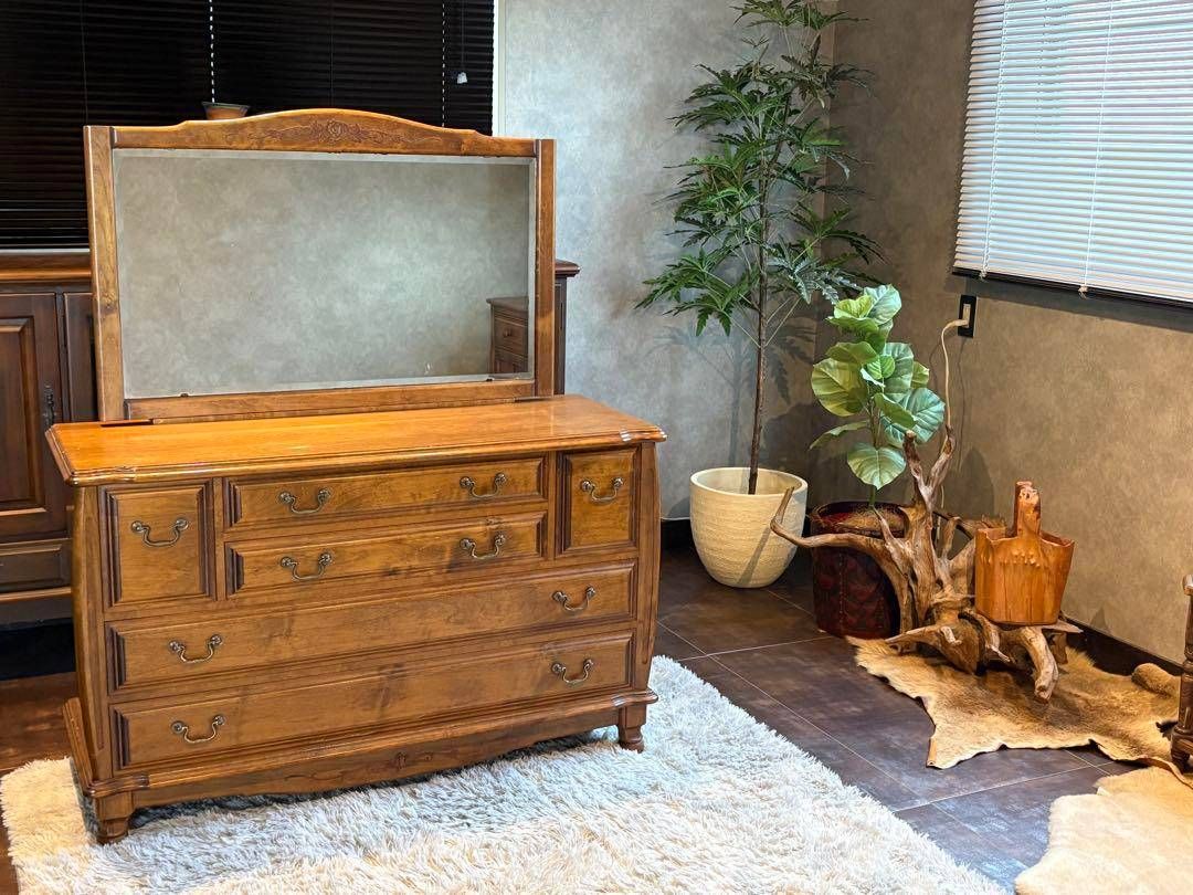 アンティーク 薔薇レリーフイタリアミラー鏡台キャビネットIH