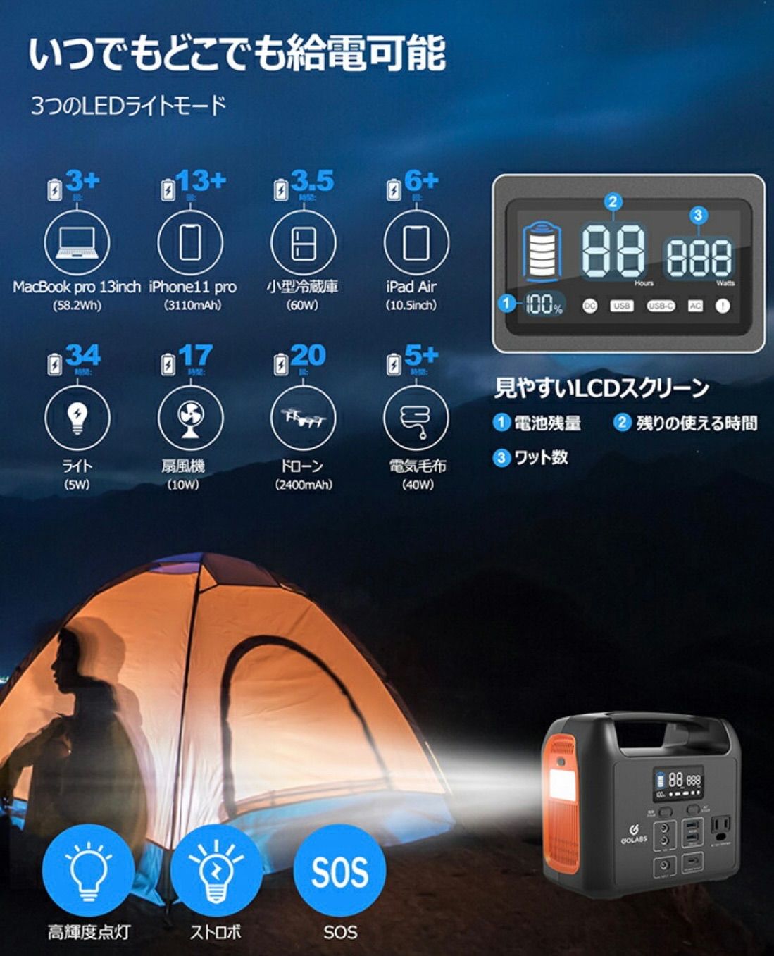 限定価格】GOLABS R150ポータブル電源 - LuckMart - メルカリ