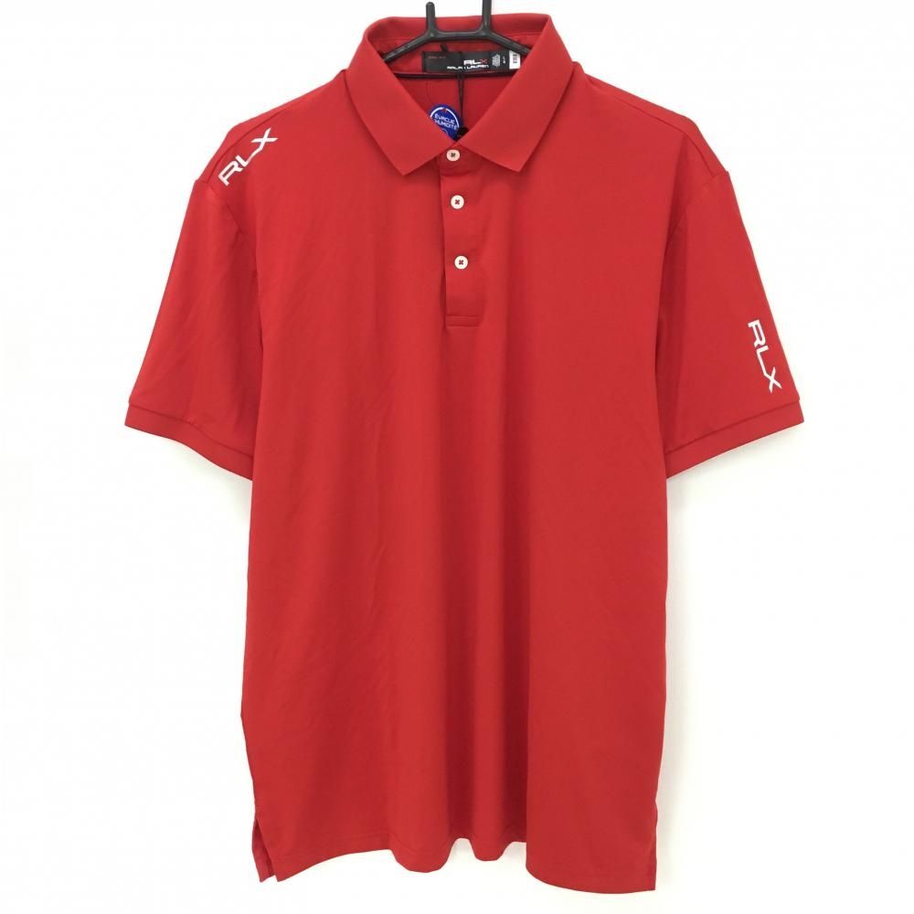 新品】RLXラルフローレン 半袖ポロシャツ レッド ロゴシルバー