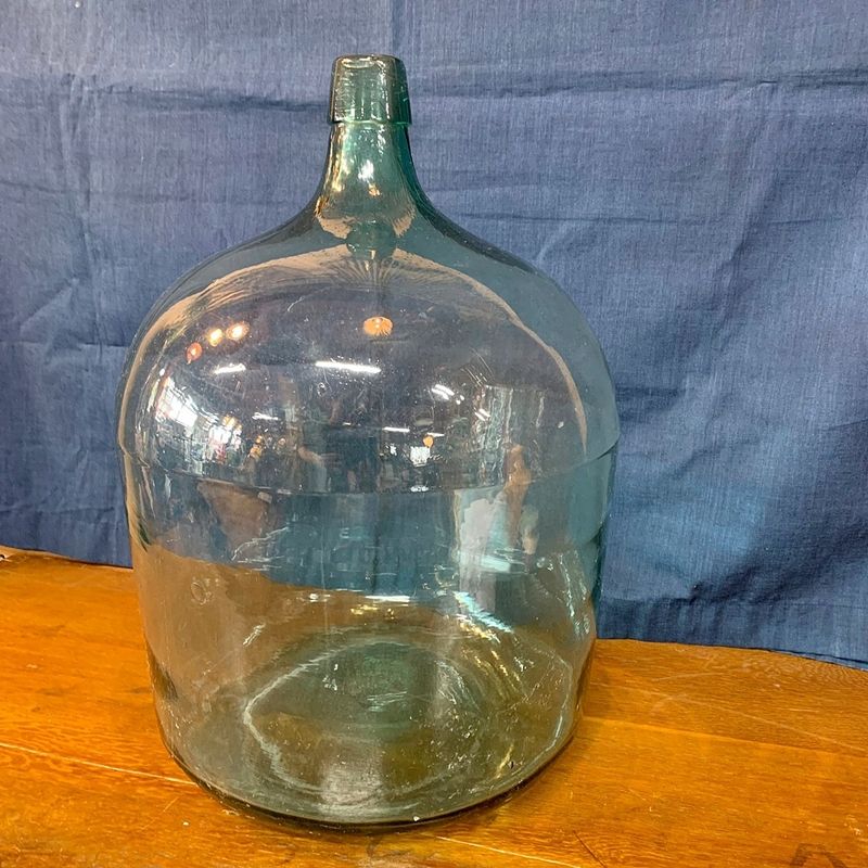 昭和レトロ デミジョンボトル 大 アンティーク ガラス瓶 手造り カラー 