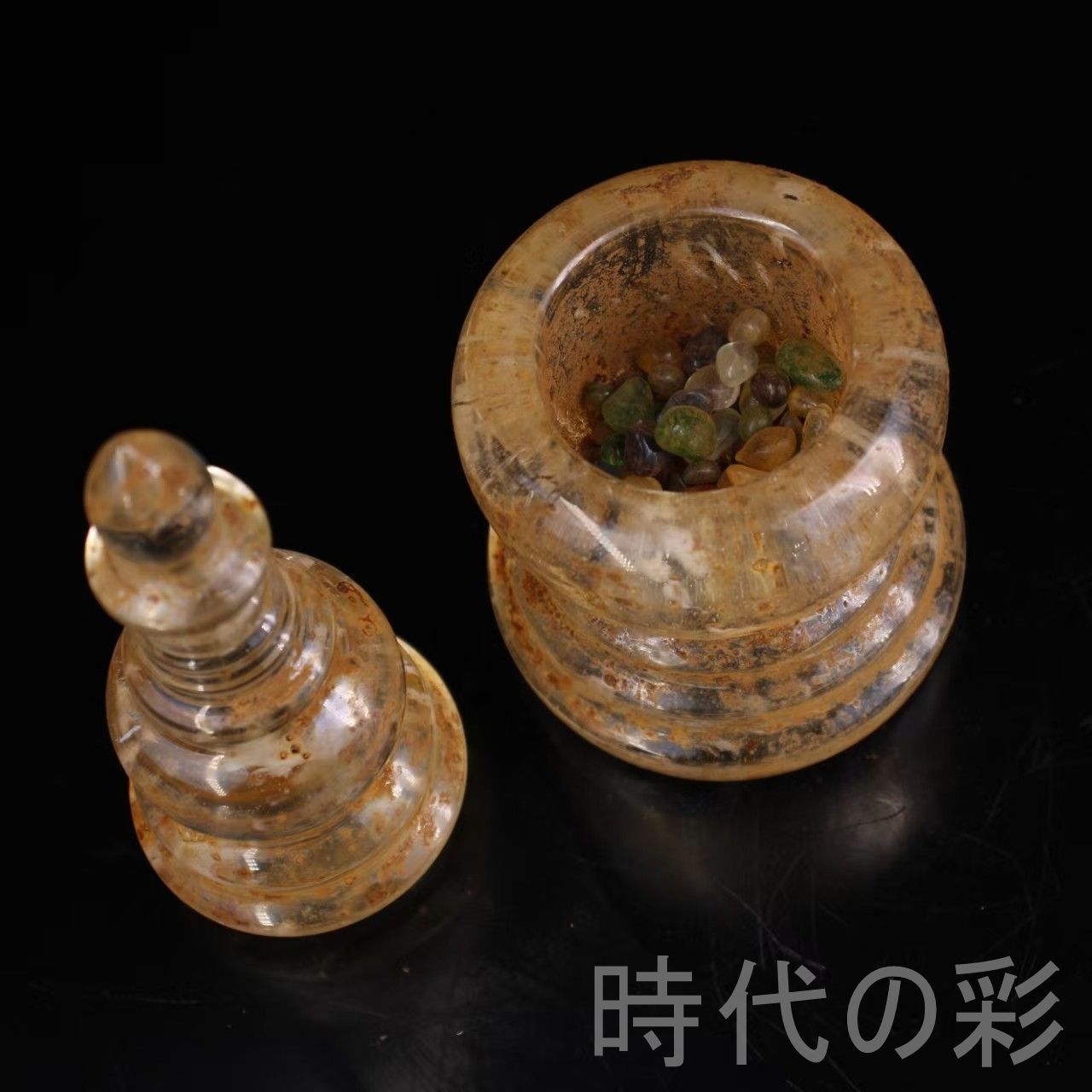 水晶舎利塔 古美術 置物 中国古美術 清代 水晶 舎利塔 描金 佛教無上金剛舍利 骨董品 古玩 極細