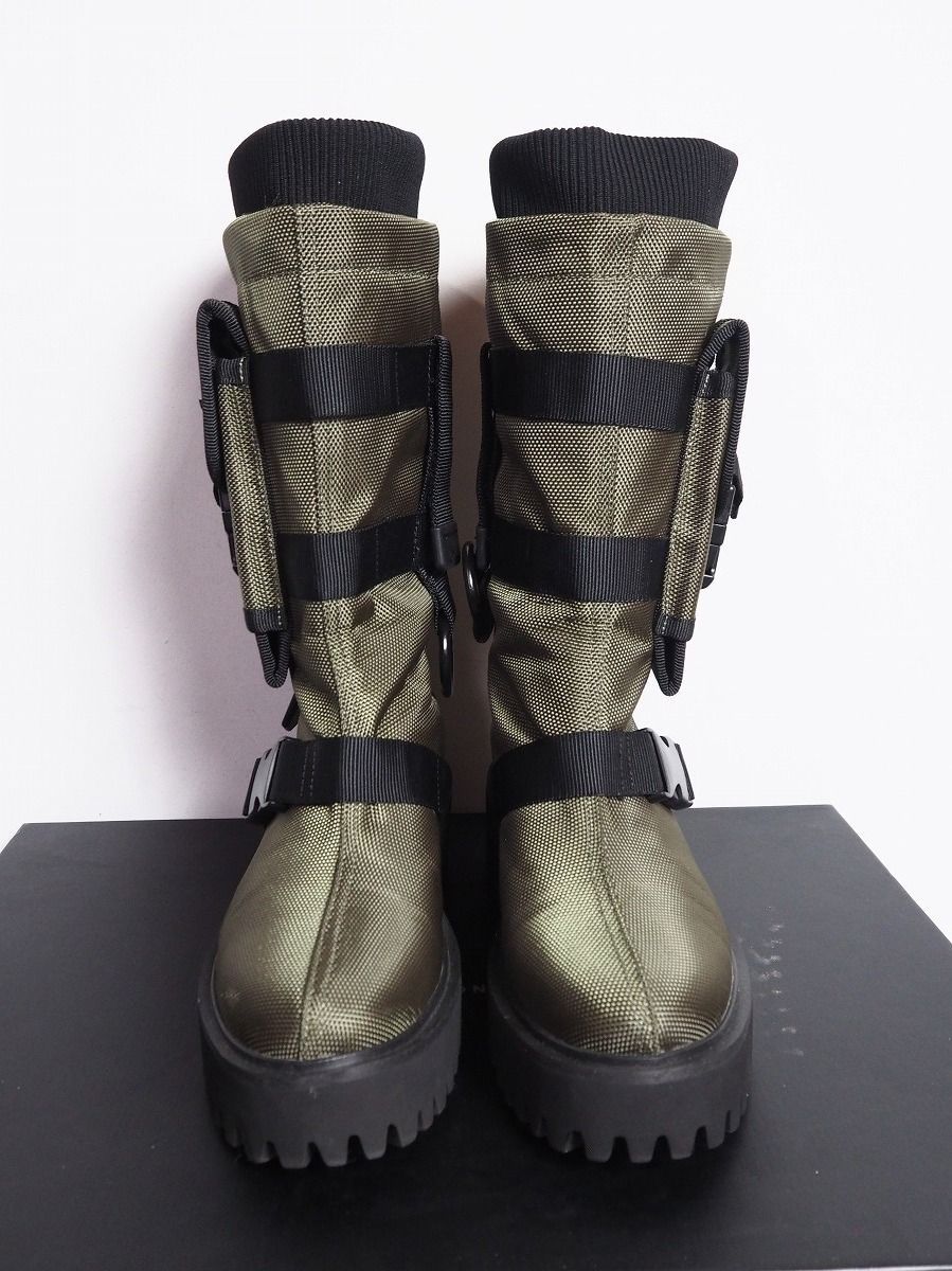 22AW UNITED NUDE ユナイテッド ヌード COMBAT POCKET BOOTS ロング ブーツ シューズ カーキ サイズ39 503P 2